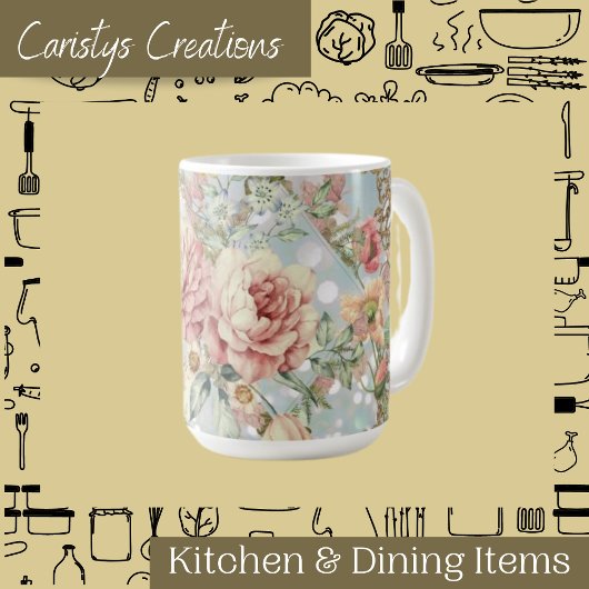 Mug Romantique Pastel Florals Blues
