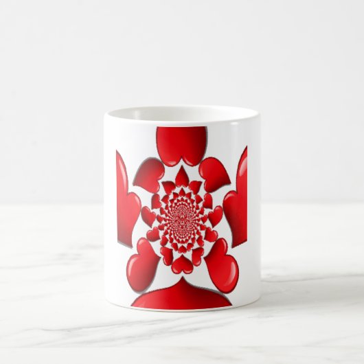 Mug Romantique Red Hearts Art Motif Imprimer (Centre)