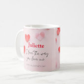 Mug Romantique rose et coeur rouge Saint Valentin (Devant gauche)