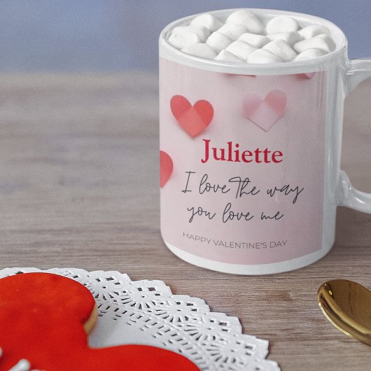 Mug Romantique rose et coeur rouge Saint Valentin