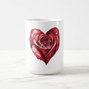 Mug Romantique Rose rouge coeur floral