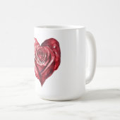 Mug Romantique Rose rouge coeur floral (Devant droit)