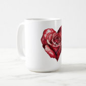 Mug Romantique Rose rouge coeur floral (Devant gauche)