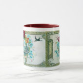 MUG ROMANTIQUE, ROSES FLORAUX ROSE BLEUE AVEC FEU (Centre)