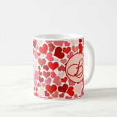 Mug Romantique Rouge rose Coeur amour Valentine Initia (Devant droit)