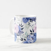 Mug Romantique Rustique rose et bleu pivoine florale M (Devant gauche)