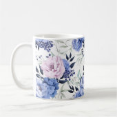 Mug Romantique Rustique rose et bleu pivoine florale M (Gauche)