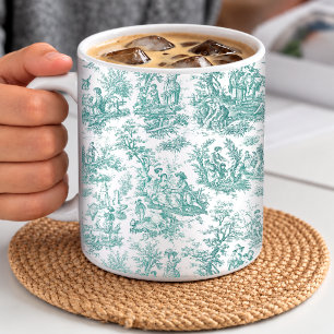 Mug Romantique Vintage Turquoise Toile Campagne França