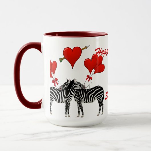 Mug Romantique zèbre coeur d'amour Valentines (Gauche)