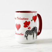 Mug Romantique zèbre coeur d'amour Valentines (Devant droit)