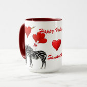 Mug Romantique zèbre coeur d'amour Valentines (Devant gauche)