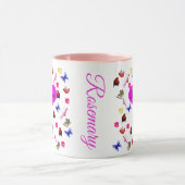 Mug Romarin, Nom Des Filles, Avec Lapins, Papillons, (Centre)