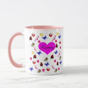 Mug Romarin, Nom Des Filles, Avec Lapins, Papillons,