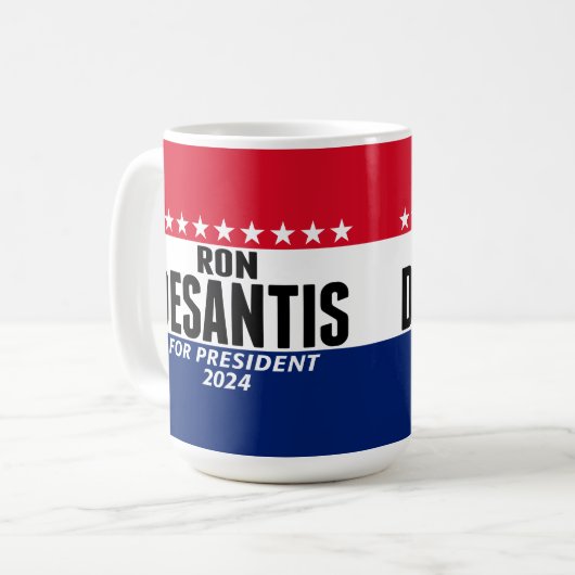 Mug Ron Desantis 2024 classique bleu rouge pour présid (Devant gauche)