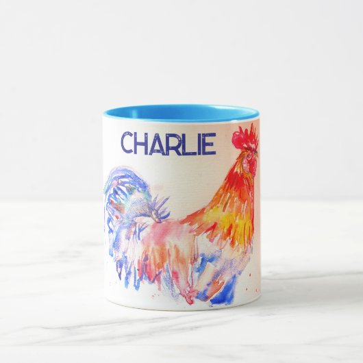 Mug Rooster Aquarelle Poulet Oiseaux Enfants Garçons M (Centre)