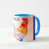 Mug Rooster Aquarelle Poulet Oiseaux Enfants Garçons M (Devant droit)