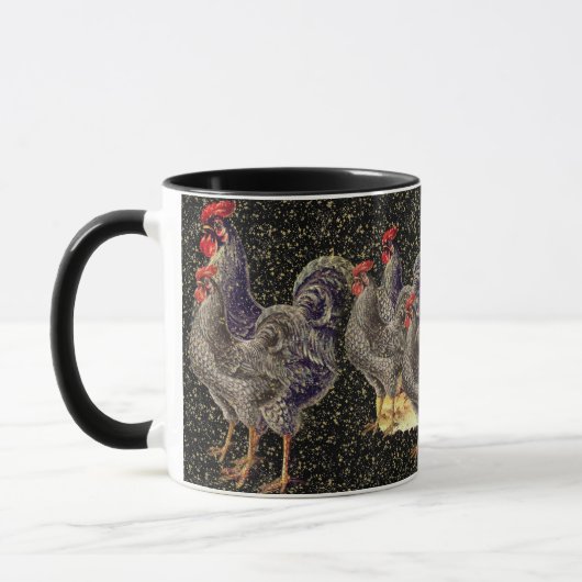 Mug Rooster Black Gold Stars (Gauche)