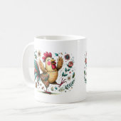 Mug Rooster de fleurs ou style d'art populaire poulet (Devant gauche)