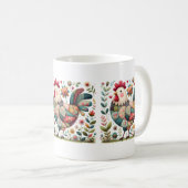 Mug Rooster de Patchwork Folk aux accents floraux (Devant droit)