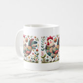 Mug Rooster de Patchwork Folk aux accents floraux (Devant gauche)