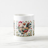 Mug Rooster de Patchwork Folk aux accents floraux (Centre)
