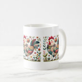 Mug Rooster de Patchwork Folk aux accents floraux (Devant droit)