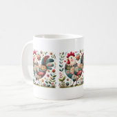 Mug Rooster de Patchwork Folk aux accents floraux (Devant gauche)