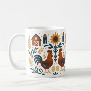 Mug Rooster Folk Art Farm