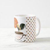 Mug Rooster mignon Orange Noir Blanc Pois (Devant droit)