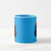 Mug Rooster Noir Sur Arrière - plan Bleu, (Centre)