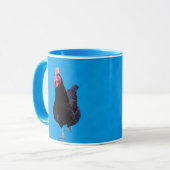 Mug Rooster Noir Sur Arrière - plan Bleu, (Devant gauche)