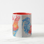 Mug Rooster rouge Aquarelle Peinture Fête des pères Pa (Centre)