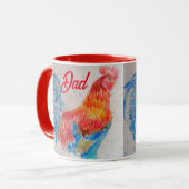 Mug Rooster rouge Aquarelle Peinture Fête des pères Pa (Devant gauche)