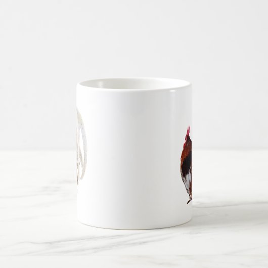 Mug Rooster Rouge Avec Plumes De Queue Blanche (Centre)