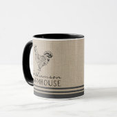 Mug Rooster rustique Farmhouse Nom de famille Burlap (Devant gauche)