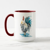 Mug Rooster Splash - Aquarelle Portrait (Gauche)