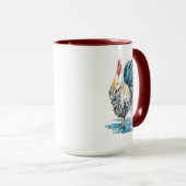 Mug Rooster Splash - Aquarelle Portrait (Devant droit)