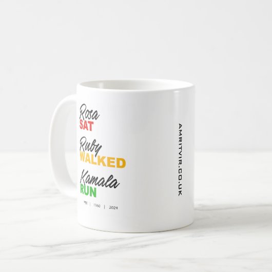 Mug Rosa Sat Ruby Marche Kamala Run Texte (Devant gauche)
