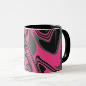Mug Rose Abstrait, vert foncé et noir (Devant droit)