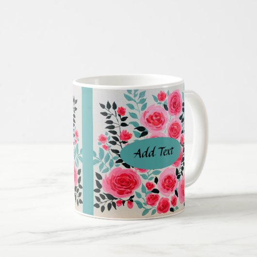 Mug Rose (Ajouter du texte) (Devant droit)