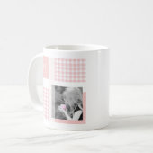 Mug Rose Ajouter Votre Photo En vichy Monogramme Moder (Devant gauche)