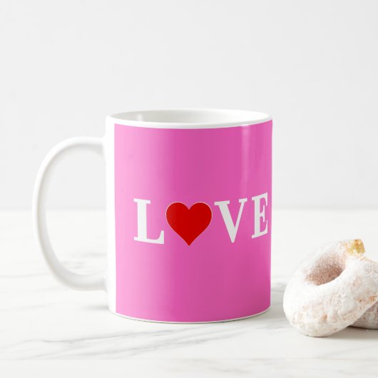 Mug Rose AMOUR Romantique Élégant (Avec donut)