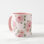 Mug Rose anglais rose cottage fleuri vintage motif (Devant gauche)