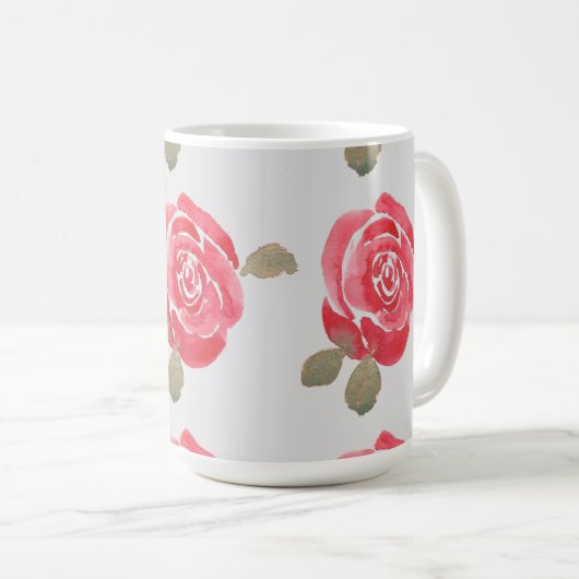 Mug Rose aquarelle (Devant droit)