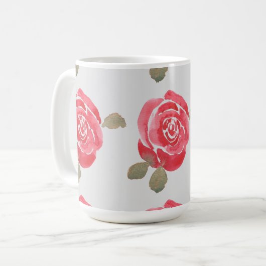 Mug Rose aquarelle (Devant gauche)