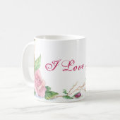Mug Rose aquarelle (Devant gauche)
