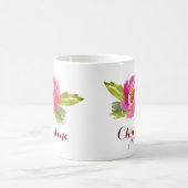 Mug Rose aquarelle avec nom personnalisé (Centre)