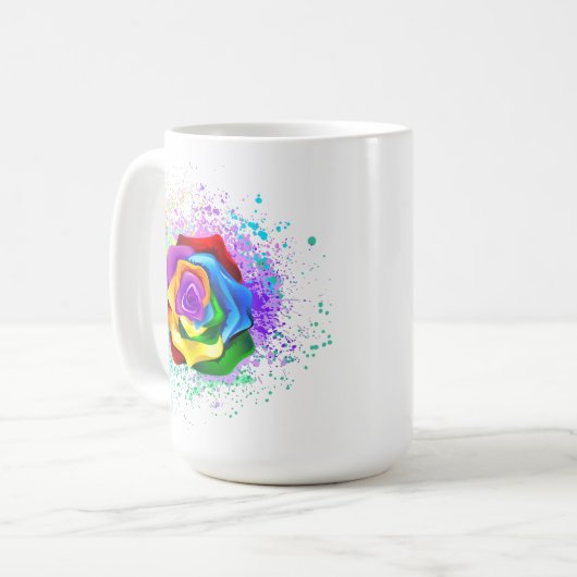 Mug Rose arc-en-ciel coloré (Devant gauche)