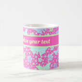 Mug rose,argent,papillon, métal, décoration, conceptio (Centre)