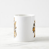 Mug Rose, art floral graphique, fleurs roses fleuries (Centre)